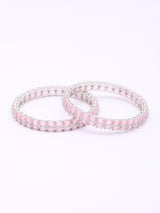 Pink and Rose Crystal Studded Brass Bangles