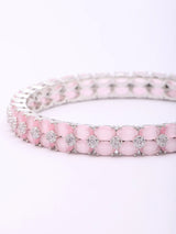 Pink and Rose Crystal Studded Brass Bangles