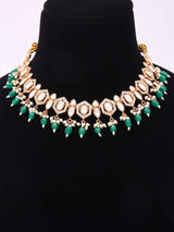 Geometric Kundan Stone Studded Choker and Earrings Set