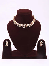 Kundan Stone Studded Brass Necklace and Earrings Set