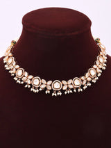 Kundan Stone Studded Brass Necklace and Earrings Set