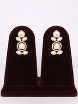 Kundan Stone Studded Brass Necklace and Earrings Set