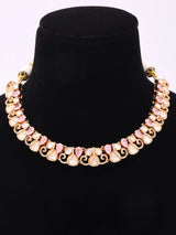 Pink Kundan Necklace and Earrings Set in Brass