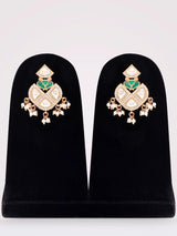 Kundan Stone Studded Brass Necklace and Earrings Set