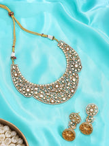 Bridal Kundan Stone Studded Necklace Set with Jhumka Earrings
