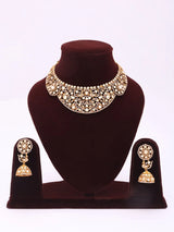Bridal Kundan Stone Studded Necklace Set with Jhumka Earrings