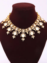 Kundan Stone Studded Brass Necklace Set with Earrings