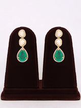 Kundan Green and Red Stone Necklace Set with Earrings