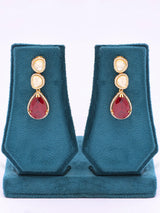 Kundan Green and Red Stone Necklace Set with Earrings
