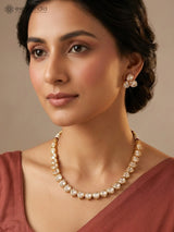Leaf Motif Green and White Stone Necklace and Earrings Set