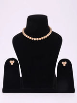 Leaf Motif Green and White Stone Necklace and Earrings Set