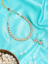 Leaf Motif Green and White Stone Necklace and Earrings Set