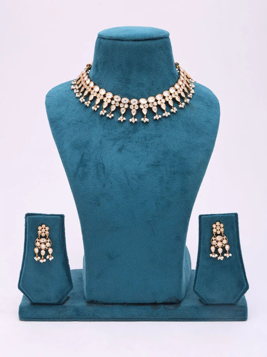 Kundan Pearl Drop Necklace Set with Matching Earrings