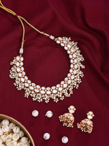 Kundan Pearl Choker Necklace Set with Earrings