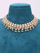 Kundan Pearl Choker Necklace Set with Earrings