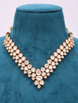 Kundan Brass Necklace Set with Matching Earrings