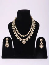 Kundan Leaf Motif Brass Necklace and Earrings Set