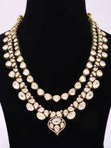 Kundan Leaf Motif Brass Necklace and Earrings Set