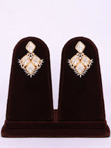 Kundan Square Cut Stone Necklace and Earrings Set in Brass