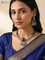 Kundan Bridal Necklace and Earrings Set in Blue Meenakari