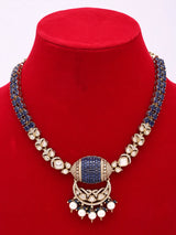Kundan Bridal Necklace and Earrings Set in Blue Meenakari