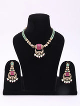 Kundan Bridal Necklace and Earrings Set in Blue Meenakari