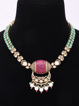 Kundan Bridal Necklace and Earrings Set in Blue Meenakari