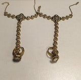 Brass Haath Phool Hand Harness Bracelet with Floral Links