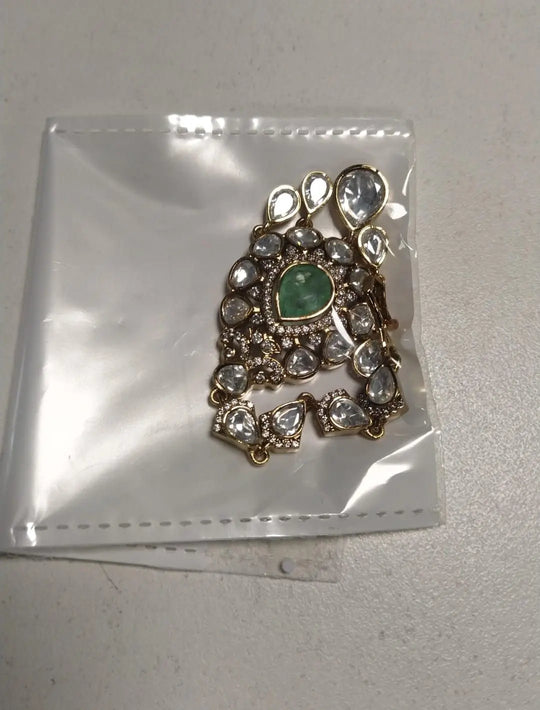 Mint Green Enamel Brass Maang Tikka