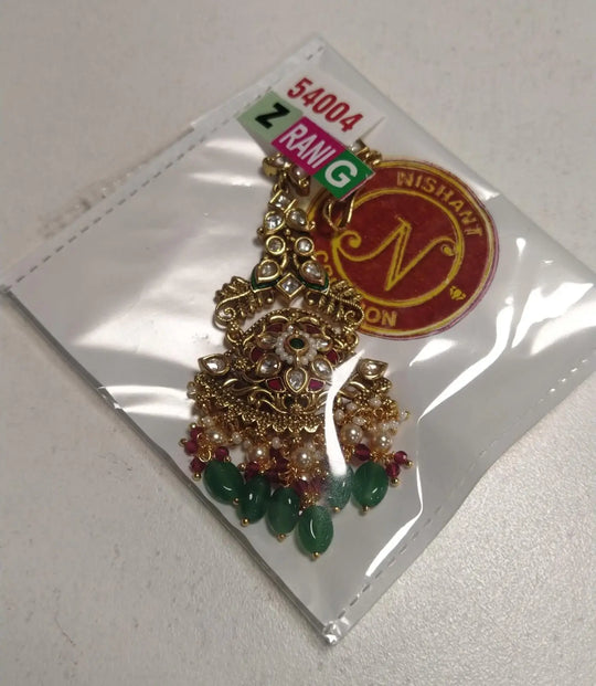 Pink Floral Brass Maang Tikka