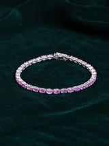 Natural Pink Sapphire Sterling Silver Tennis Bracelet