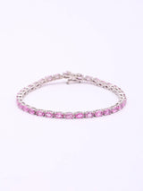 Natural Pink Sapphire Sterling Silver Tennis Bracelet