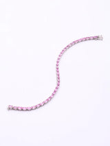Natural Pink Sapphire Sterling Silver Tennis Bracelet