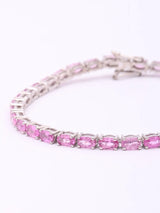 Natural Pink Sapphire Sterling Silver Tennis Bracelet