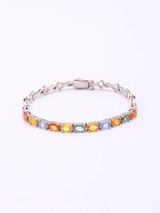 Natural Multicolour Sapphire Sterling Silver Tennis Bracelet