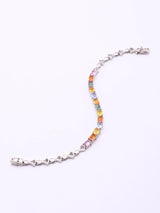 Natural Multicolour Sapphire Sterling Silver Tennis Bracelet