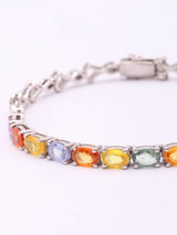Natural Multicolour Sapphire Sterling Silver Tennis Bracelet