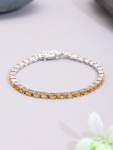 Certified Natural Citrine Sterling Silver Tennis Bracelet
