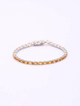 Certified Natural Citrine Sterling Silver Tennis Bracelet