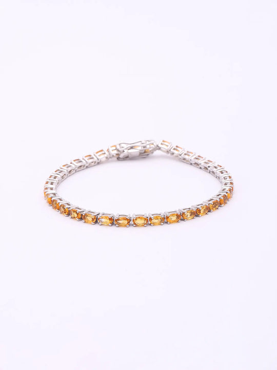 Certified Natural Citrine Sterling Silver Tennis Bracelet