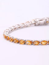 Certified Natural Citrine Sterling Silver Tennis Bracelet