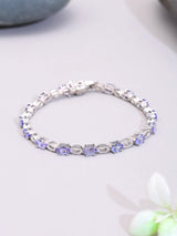 Certified Natural Tanzanite Sterling Silver Tennis Bracelet