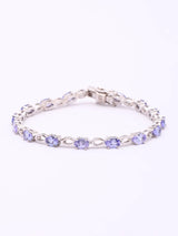 Certified Natural Tanzanite Sterling Silver Tennis Bracelet