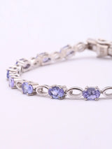 Certified Natural Tanzanite Sterling Silver Tennis Bracelet