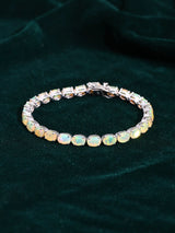 Natural Opal Sterling Silver Tennis Bracelet