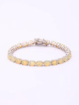 Natural Opal Sterling Silver Tennis Bracelet