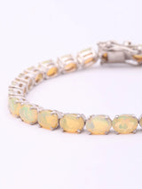 Natural Opal Sterling Silver Tennis Bracelet