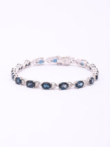 London Blue Topaz Oval Cut Sterling Silver Tennis Bracelet