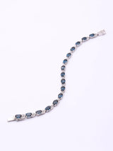 London Blue Topaz Oval Cut Sterling Silver Tennis Bracelet