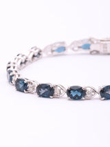 London Blue Topaz Oval Cut Sterling Silver Tennis Bracelet